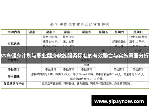 体育健身计划与职业健身教练服务标准的有效整合与实施策略分析
