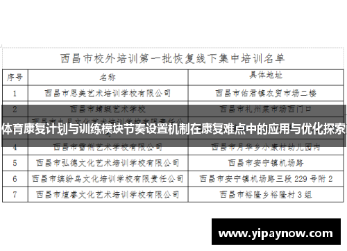 体育康复计划与训练模块节奏设置机制在康复难点中的应用与优化探索